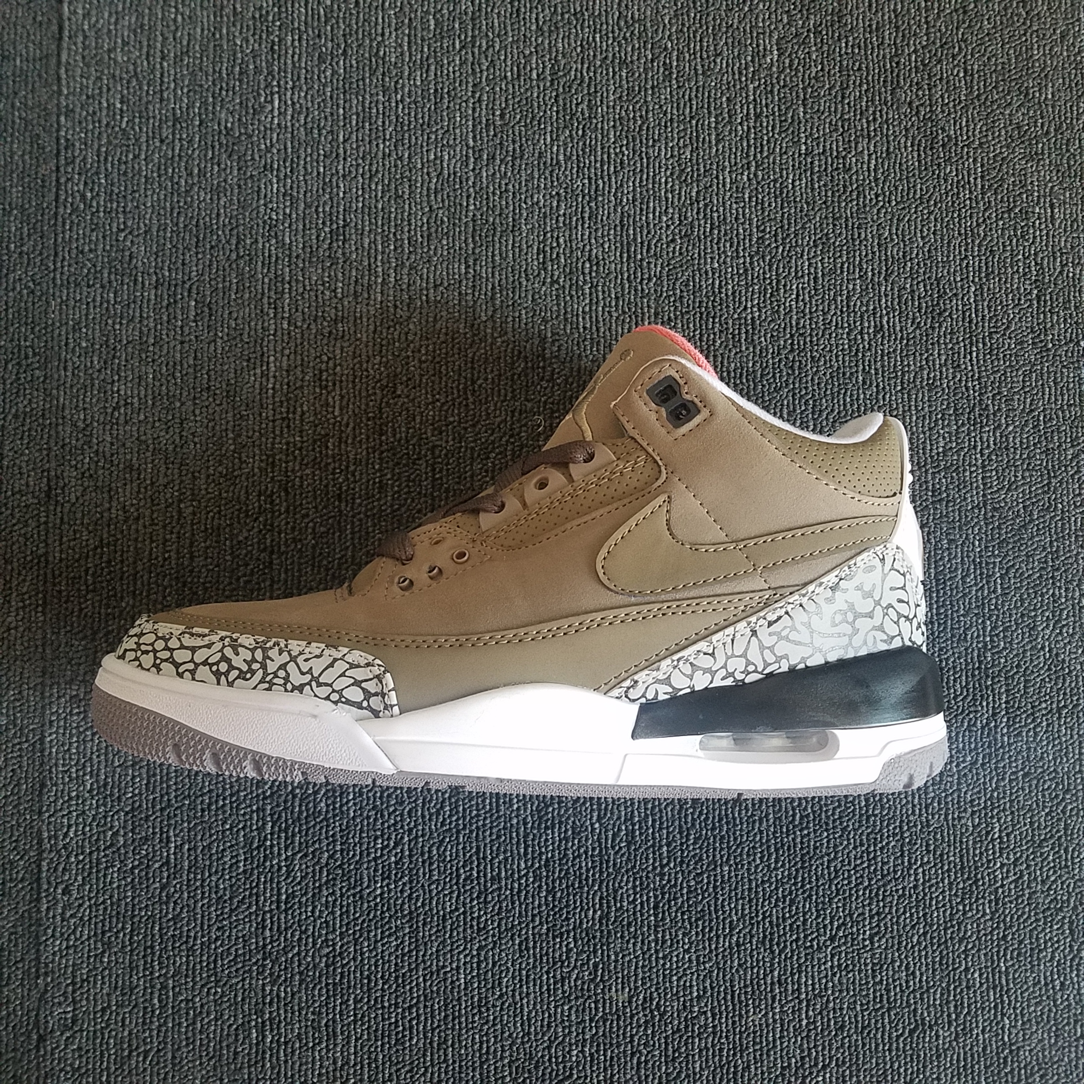 New Air Jordan 3 Light Brown Grey Red Shoes - Click Image to Close